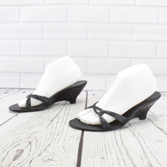 Cole Haan Shoes - SALE! Cole Haan Black Heel Wedge Sandals Size 9